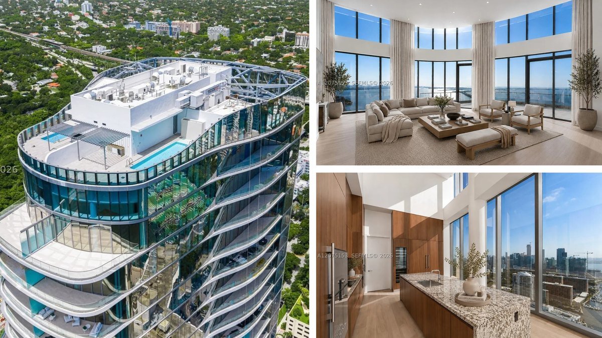 This  million triplex penthouse in Miami features its own pool and rooftop spa